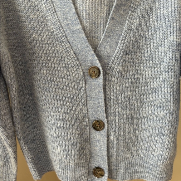 J.Crew Ribbed V-neck Wool Alpaca Cardigan Sweater Light Blue Size Small - Picture 4 of 11